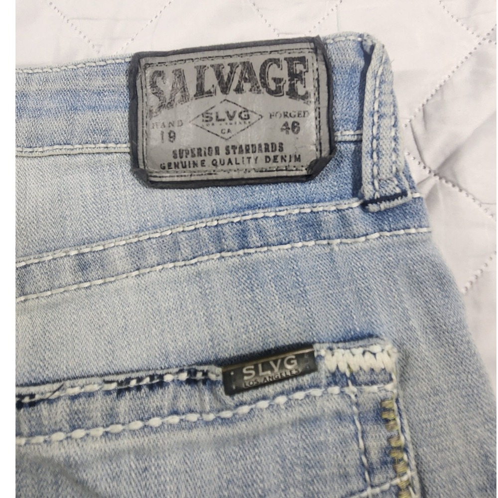 Salvage Jeans Mens 34x28 Mayhem Straight Regular Fit Whiskers Faded Denim 34S - Picture 7 of 15